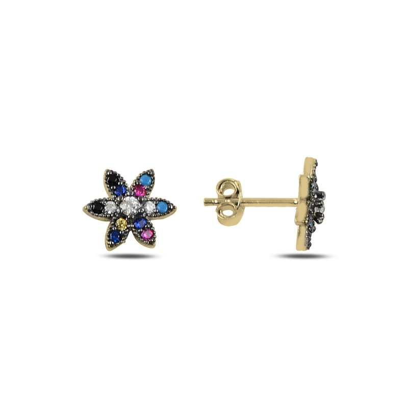 Flower Mix CZ Stud Earrings - E90849