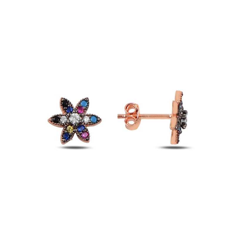 Flower Mix CZ Stud Earrings - E90849
