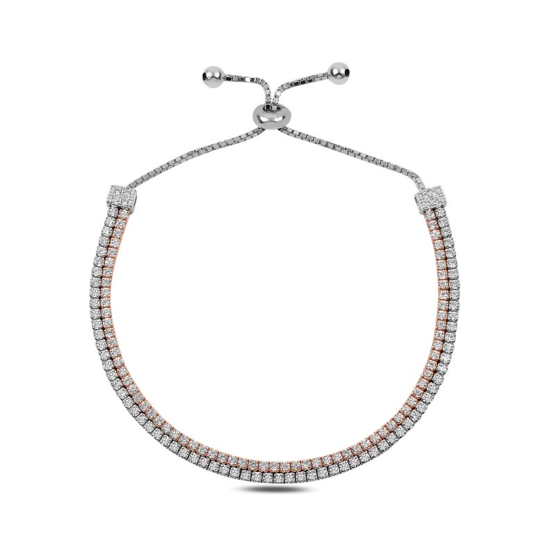 CZ 2 Lines Tennis Adjustable Sliding Bracelet - B91032