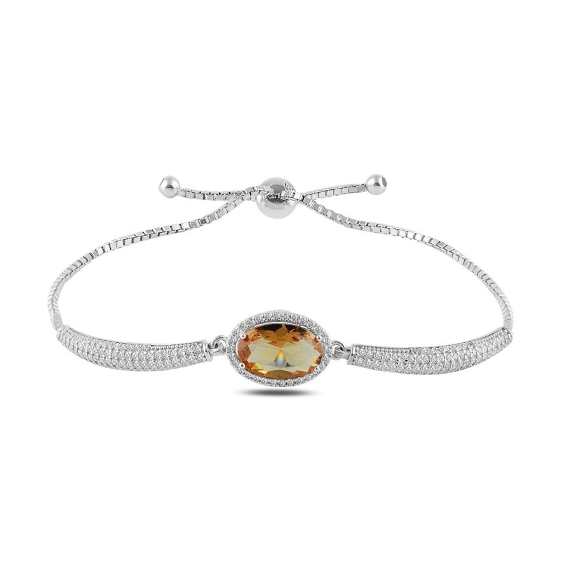 Sultanite & CZ Adjustable Sliding Bracelet - B91043