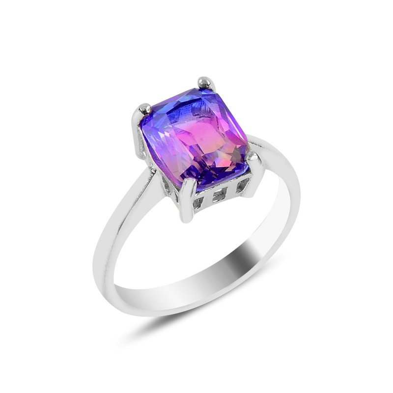 Multi Color CZ Solitaire Ring - R91101