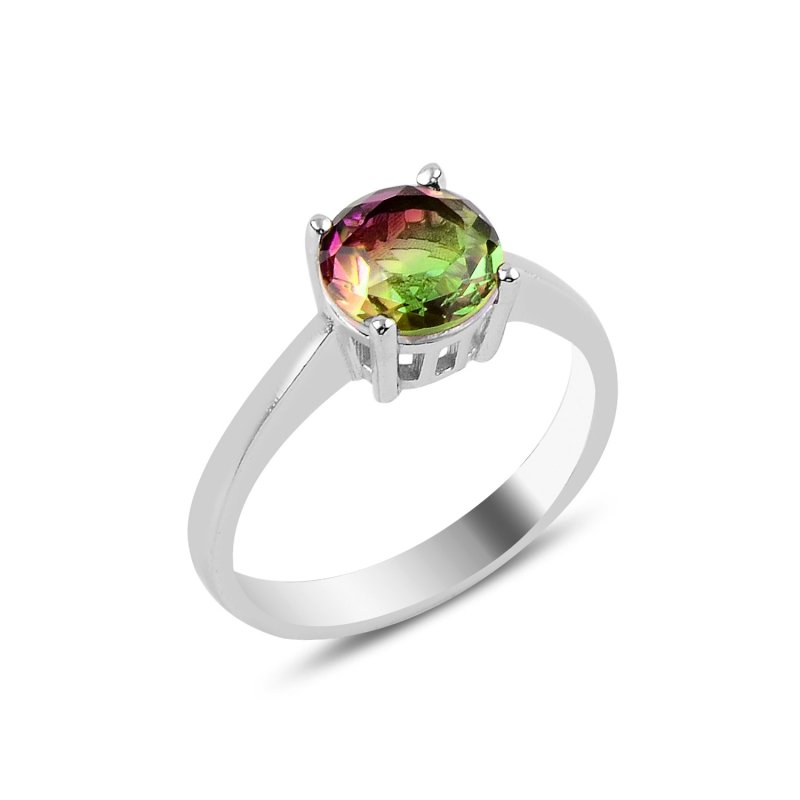 Multi Color CZ Solitaire Ring - R91104