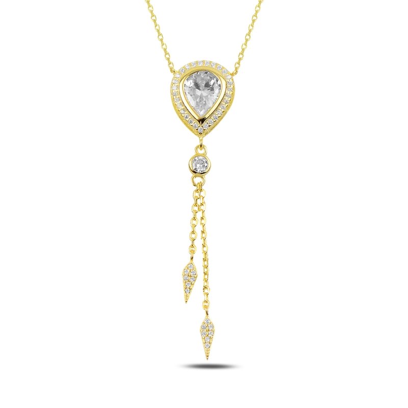 Drop CZ Necklace with Dangles - N91119