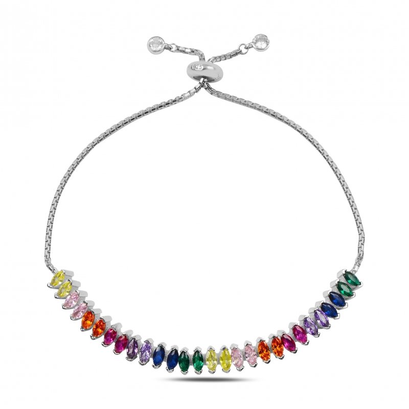 Mix Marquise CZ Adjustable Sliding Bracelet - B91226