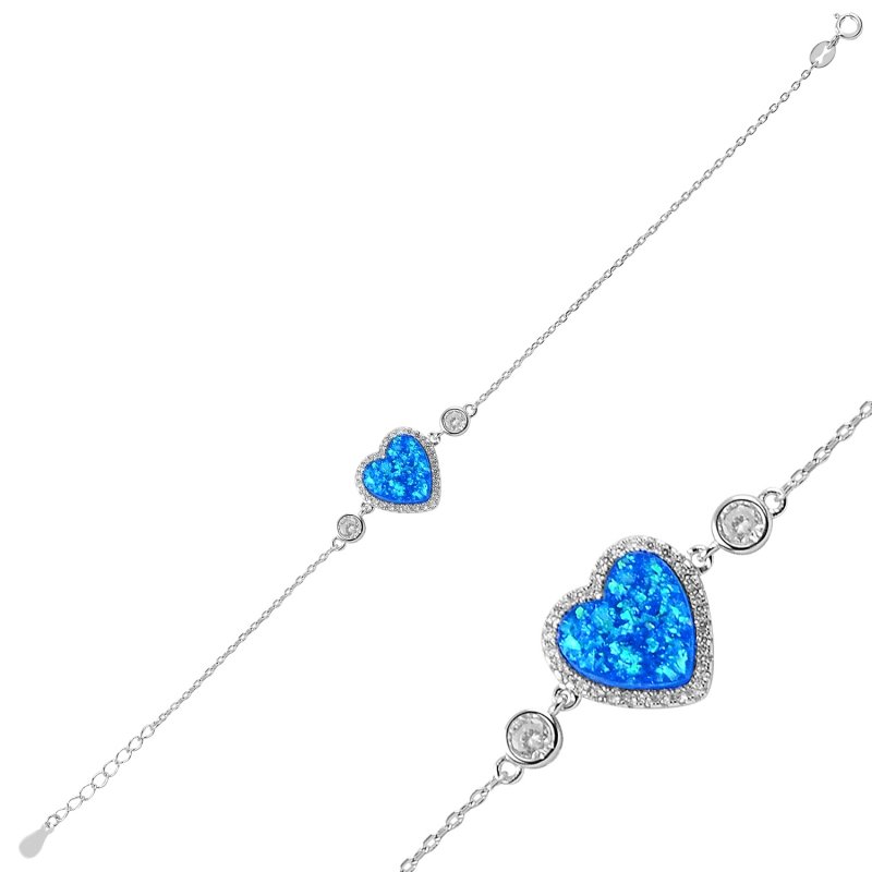 Opal & Zirkon Taşlı Kalp Bileklik - B91309