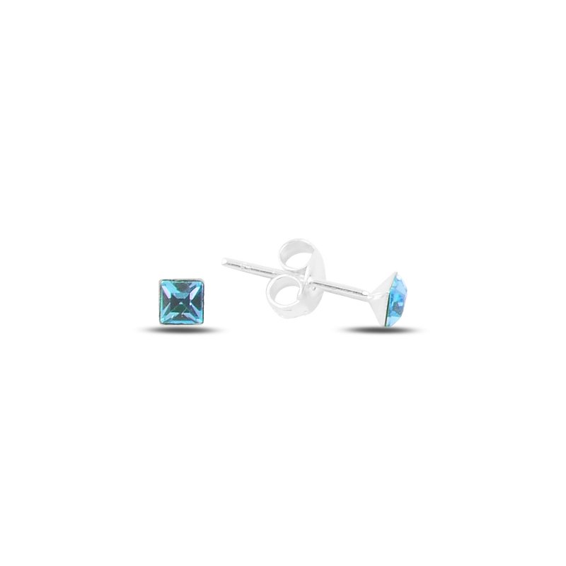 3mm Square CZ Solitaire Stud Earrings - E91578