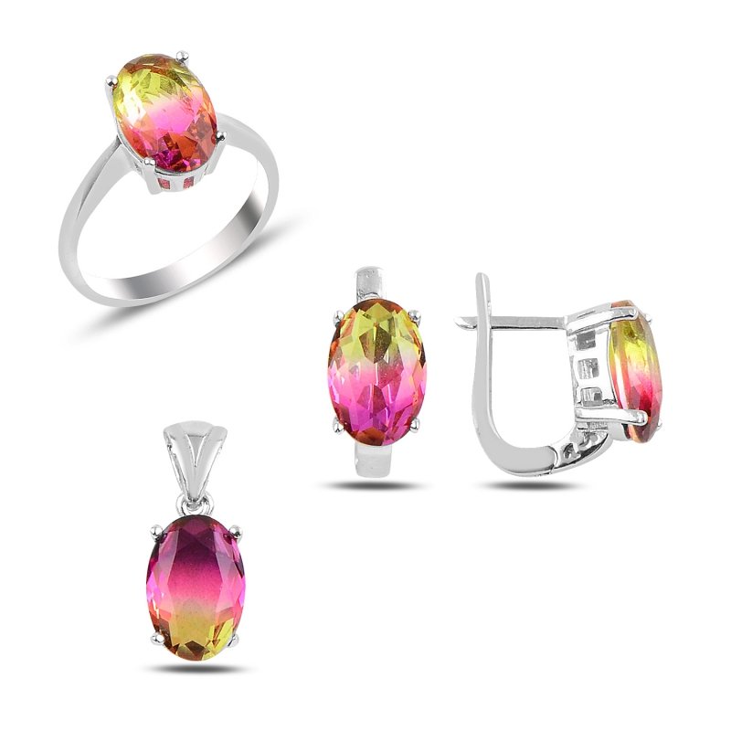 Ametrine Bicolor CZ Solitaire Set - S91622