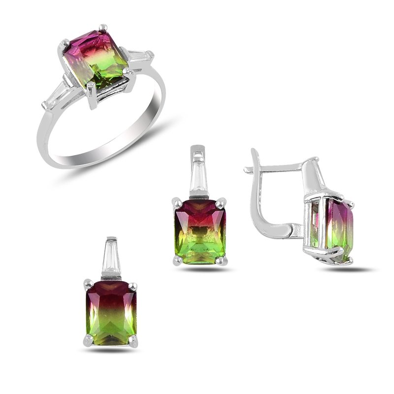 Multi Color CZ Solitaire Set - S91625