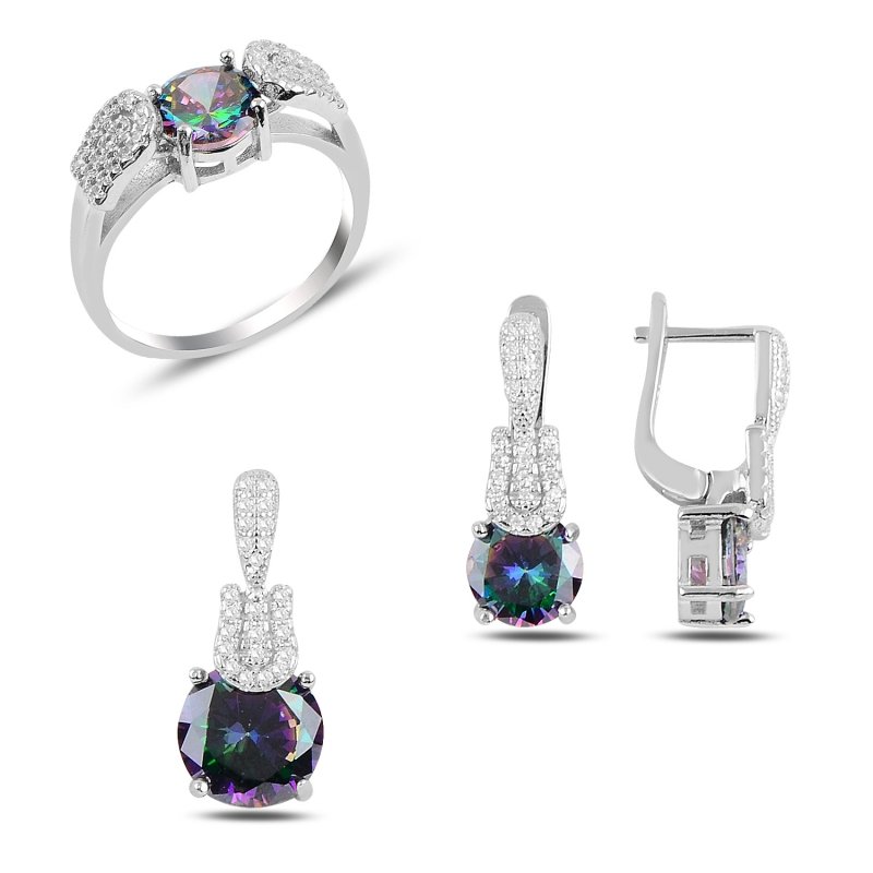 Mystic Topaz CZ Solitaire Set - S91643