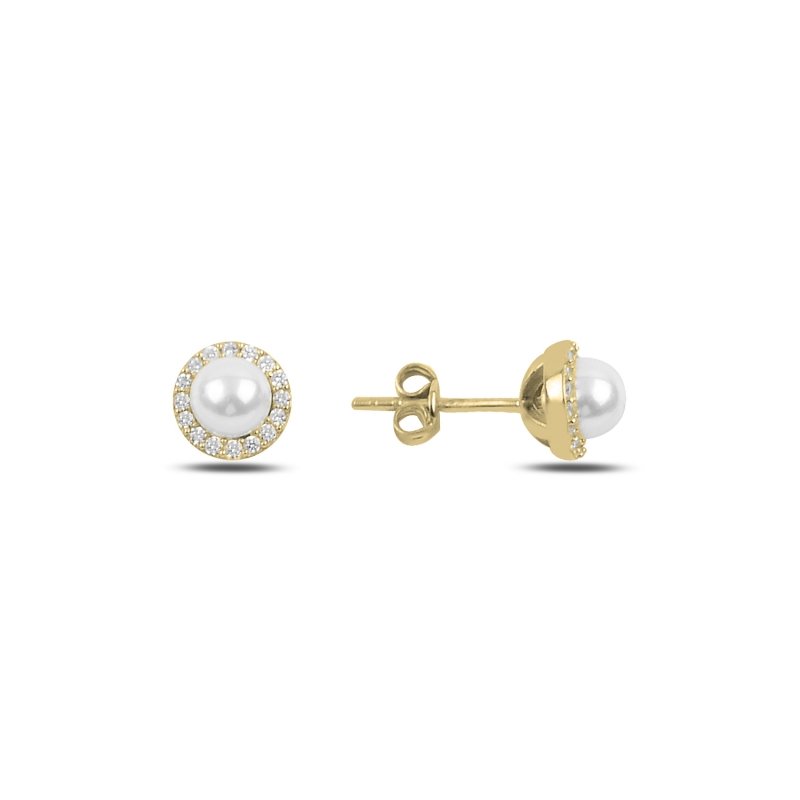 Pearl & CZ Stud Earrings - E91683