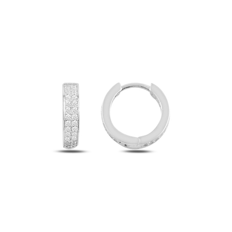 2 Row CZ 15mm Eternity Hoop Earrings - E91697