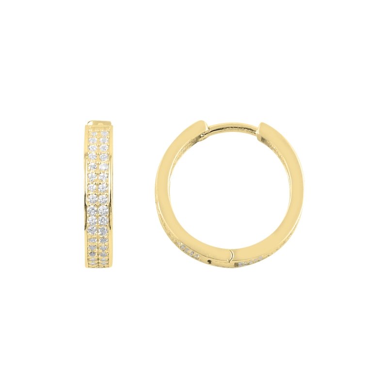 2 Row CZ 20mm Eternity Hoop Earrings - E91700