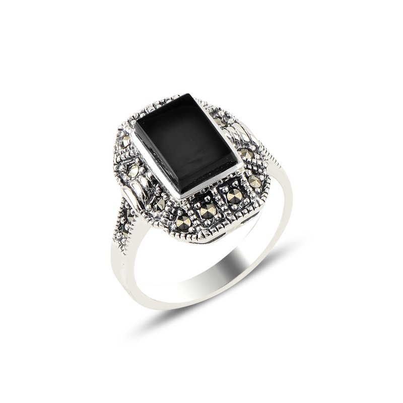 Onyx & Marcasite Ring - R91905