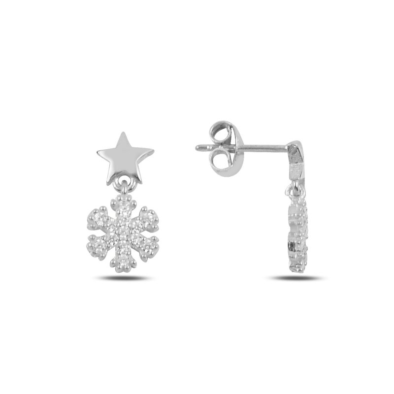 CZ Dangle Snowflake Stud Earrings - E91974