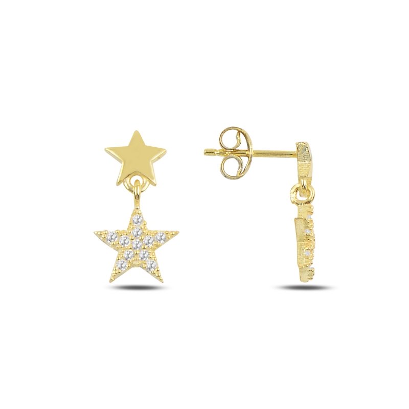 CZ Dangle Star Stud Earrings - E91977