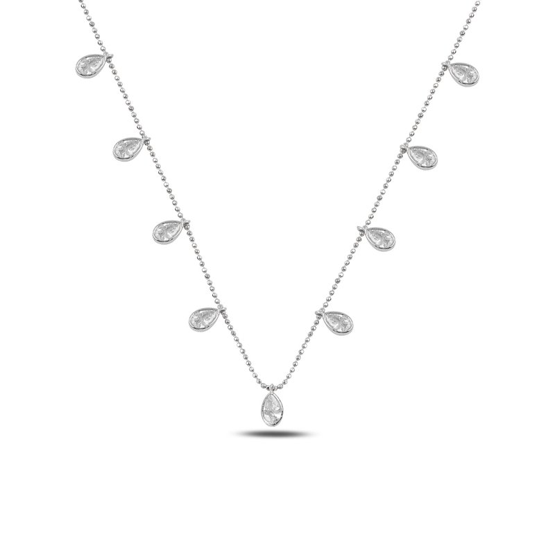 Teardrop CZ Dangle Charm Necklace - N91990