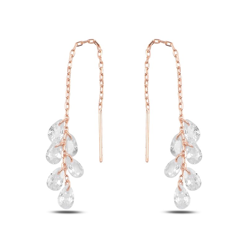 Dangle CZ Threader Earrings - E92011
