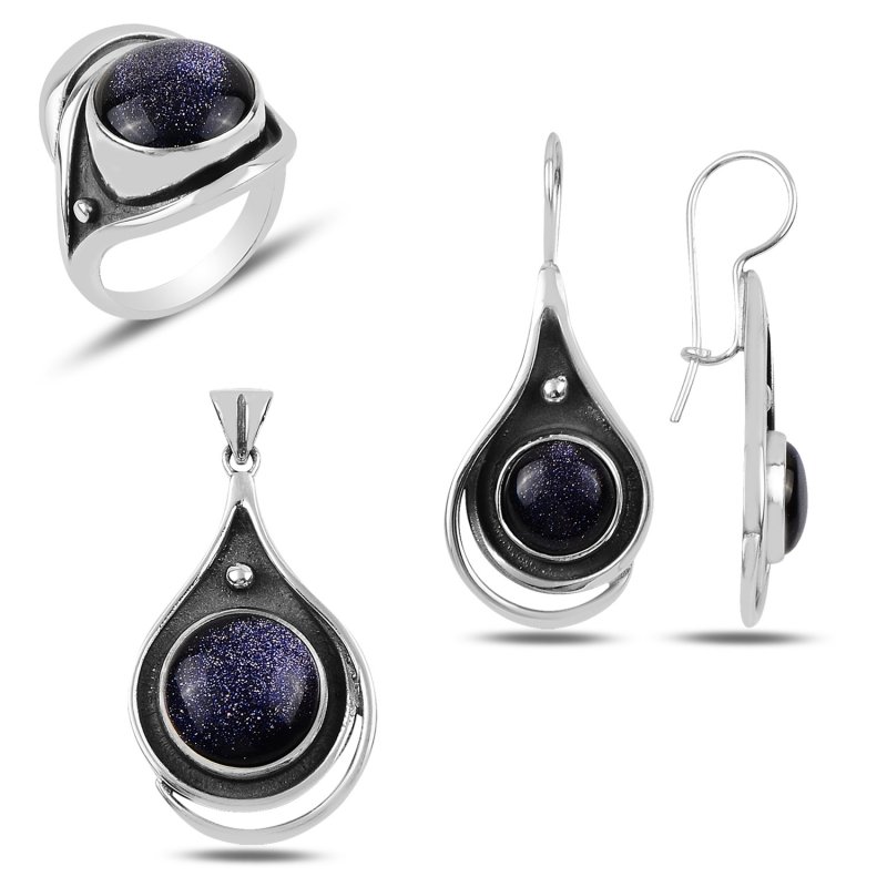 Blue Goldstone Handmade Set - S92049