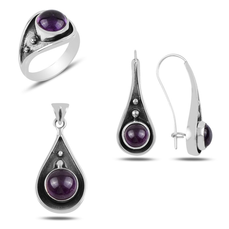 Amethyst Stone Handmade Set - S92059