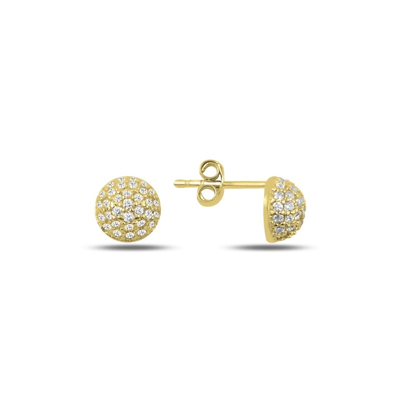 CZ 7mm Half Ball Stud Earrings - E92073