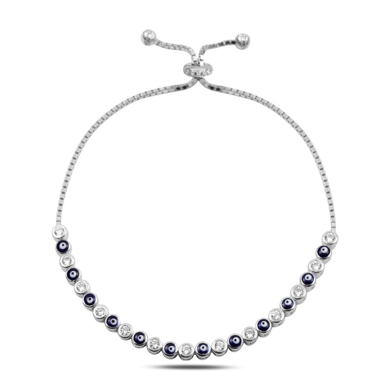 Enamel Evil Eye & CZ Sliding Bracelet - B92100
