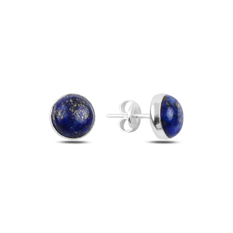 Round Lapis Lazuli Solitaire Stud Earrings - E92225
