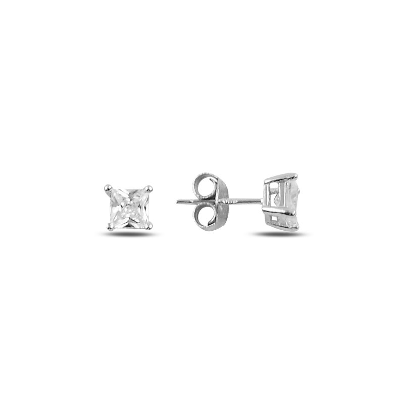 4mm Square Solitaire CZ Stud Earrings - E92344