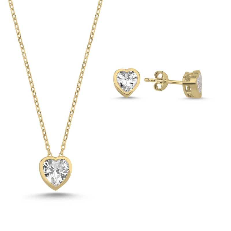 Heart CZ Solitaire Set - S92372