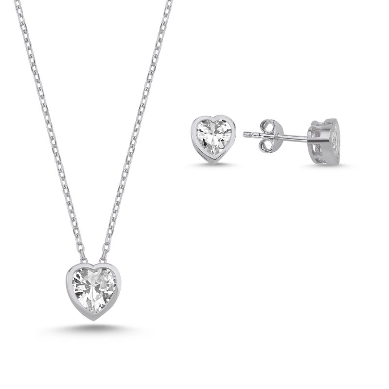 Heart CZ Solitaire Set - S92372