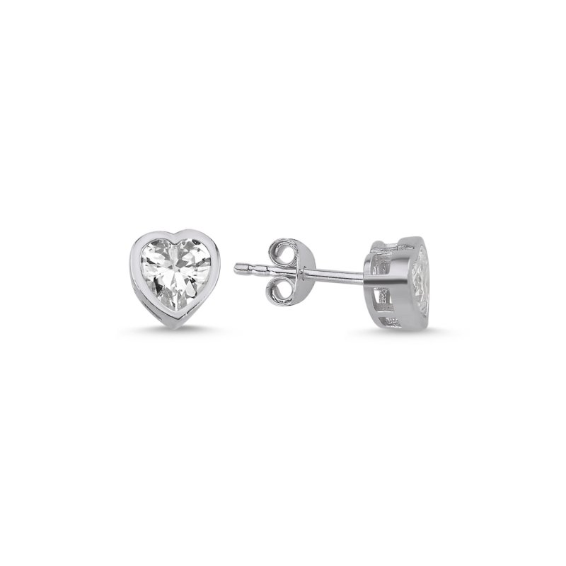 Heart Solitaire CZ Stud Earrings - E92379