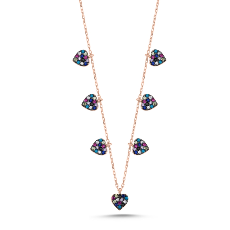 Heart Mix CZ Charm Necklace - N92383