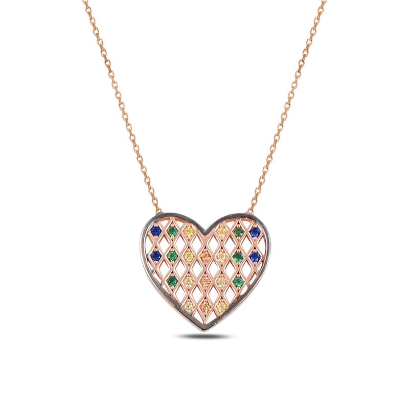 Heart Colorful CZ Necklace - N92388