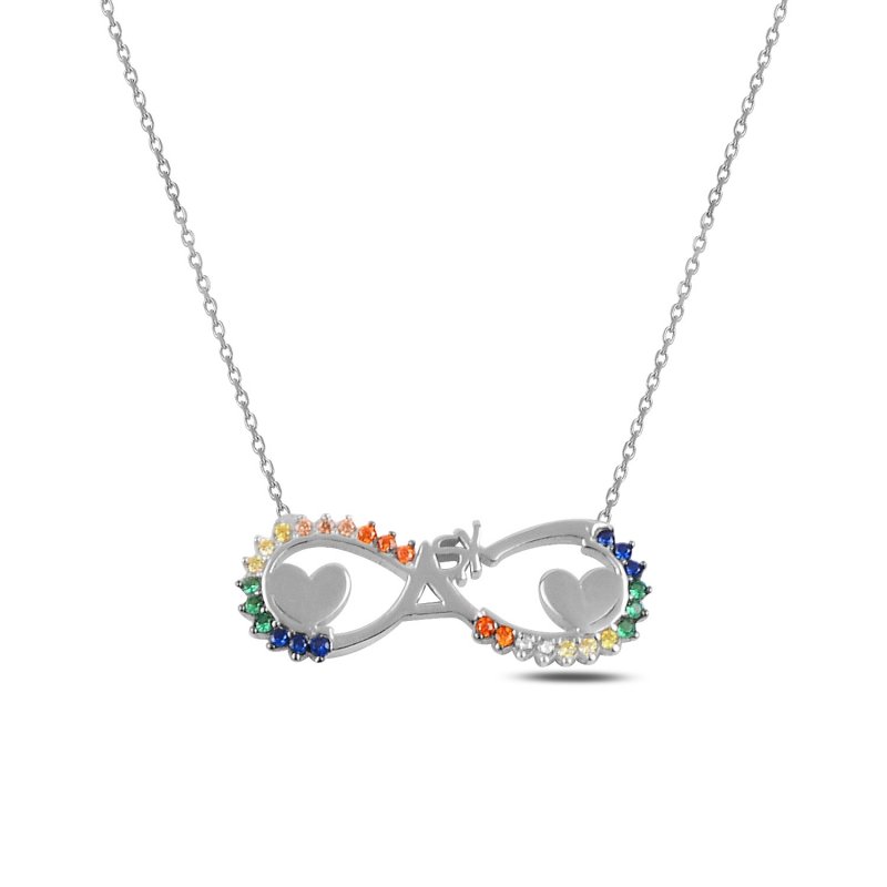 Heart & Infinity Colorful CZ Necklace - N92397