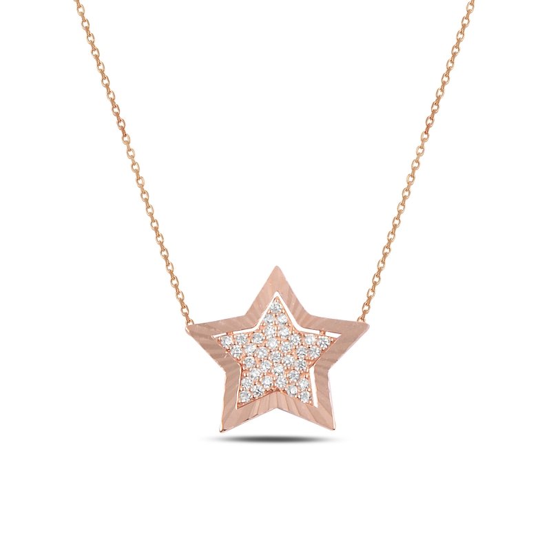 Sterling Silver CZ Star Necklace 