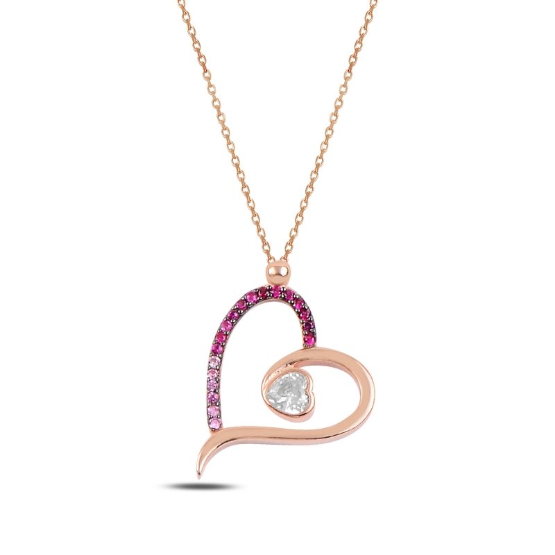 Heart Colorful CZ Necklace - N92406