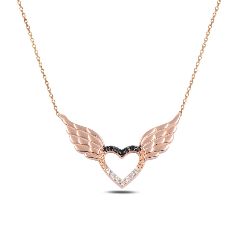 Heart & Wings Colorful CZ Necklace - N92409