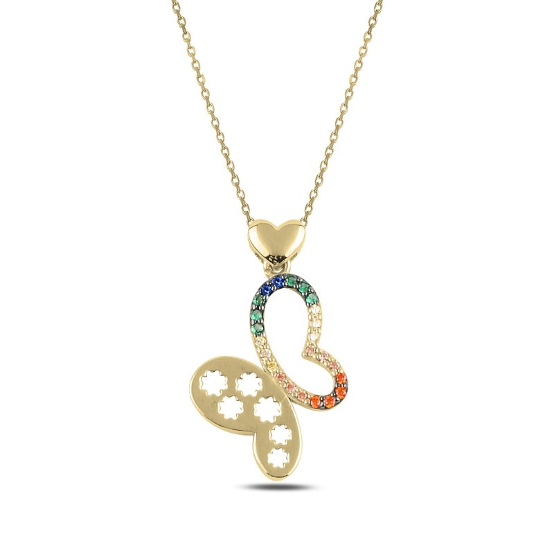Colorful CZ Butterfly Necklace - N92410