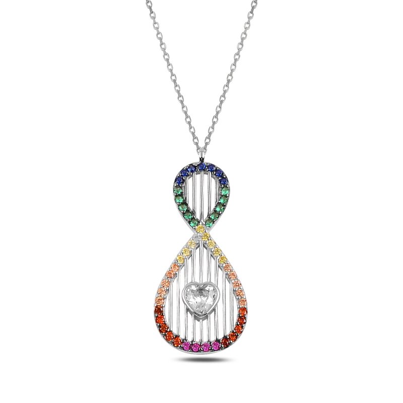 Infinity & Heart Colorful CZ Necklace - N92411