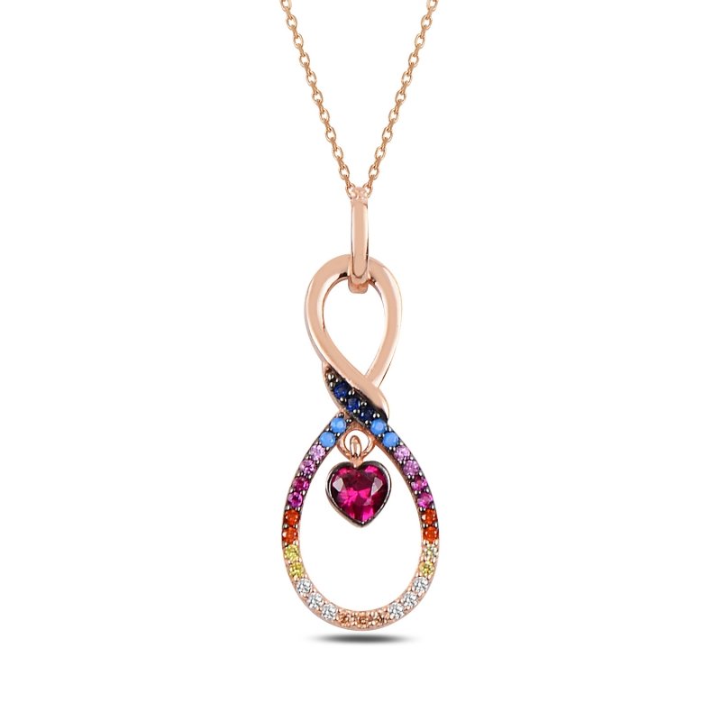 Infinity & Heart Colorful CZ Necklace - N92412