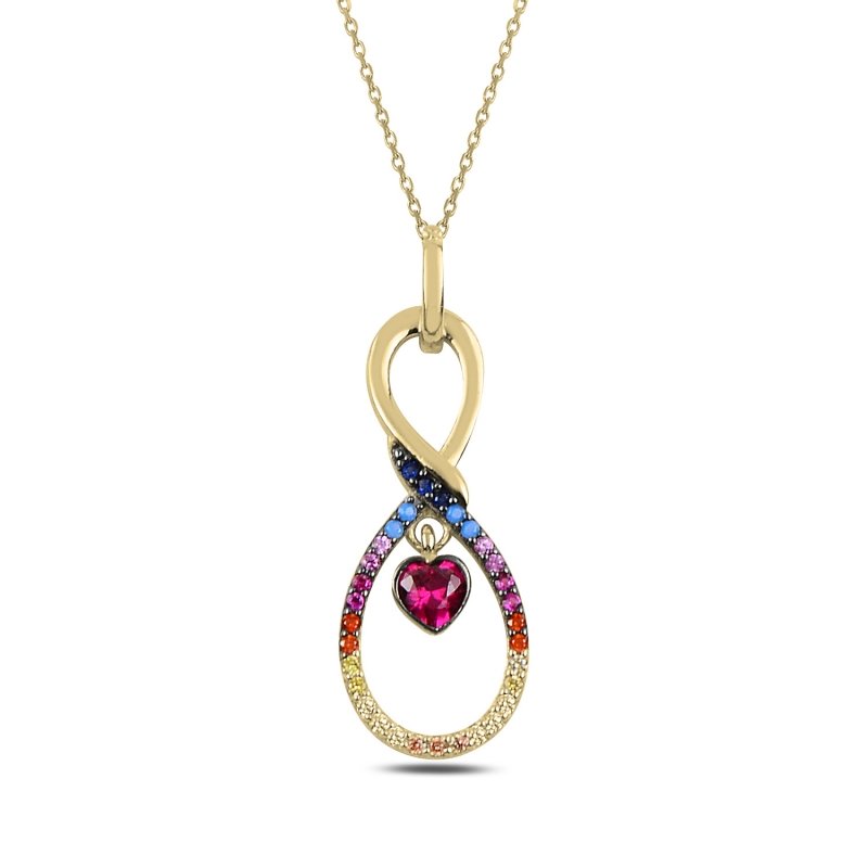 Infinity & Heart Colorful CZ Necklace - N92412