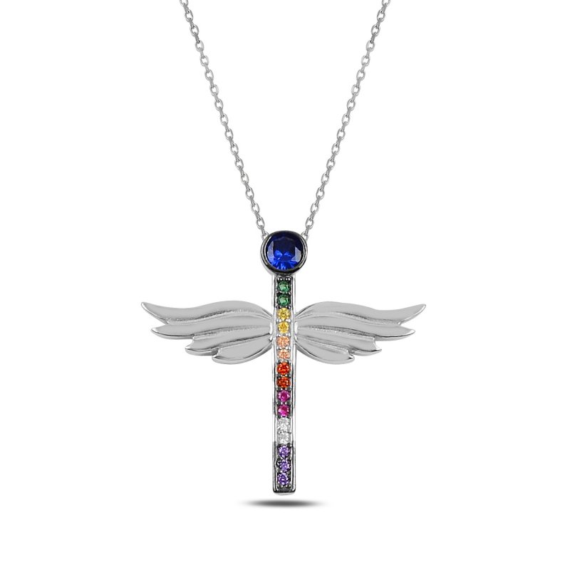 Colorful CZ Wings Necklace - N92414