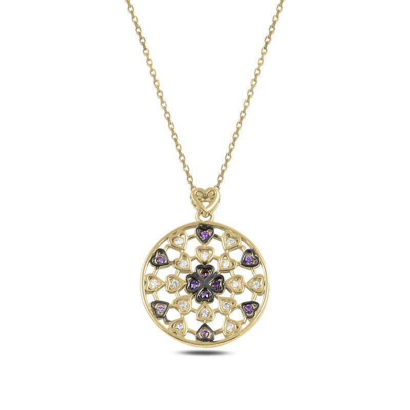 Heart Colorful CZ Necklace - N92421