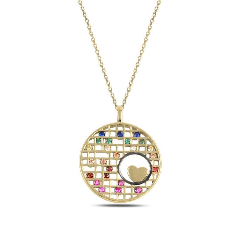 Heart Colorful CZ Necklace - N92424
