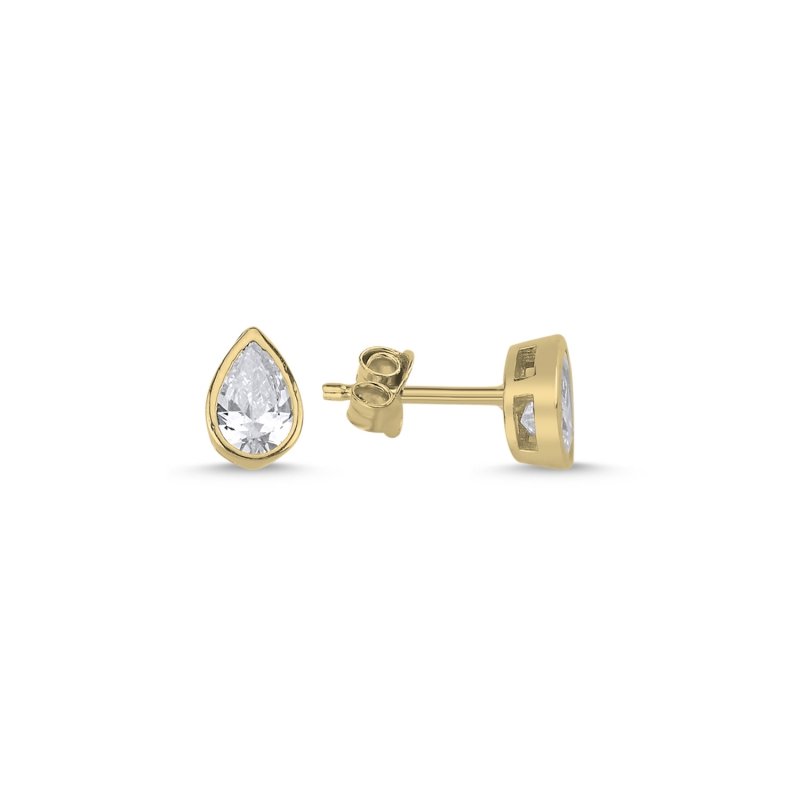 Teardrop Solitaire CZ Stud Earrings - E92435
