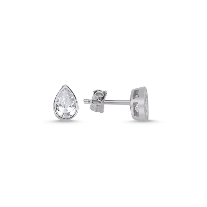 Teardrop Solitaire CZ Stud Earrings - E92435
