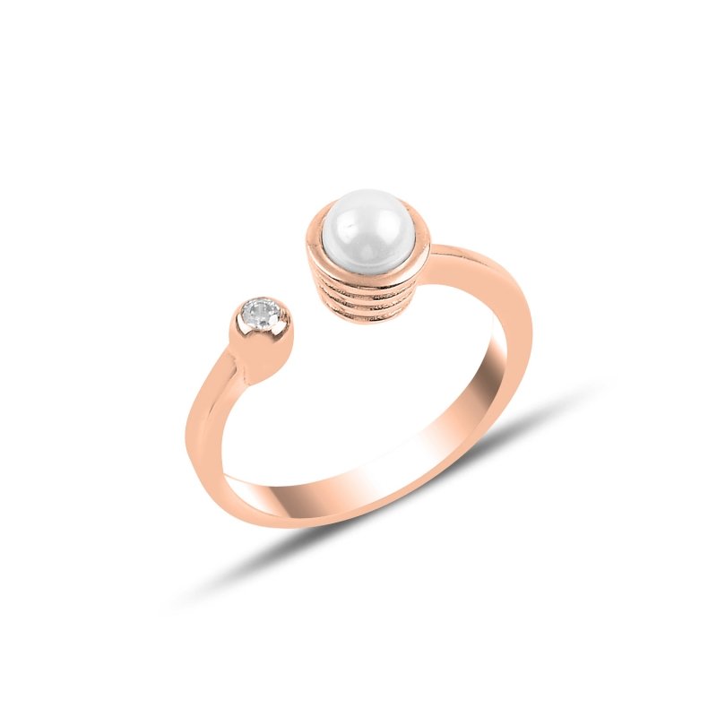 Pearl & CZ Solitaire Adjustable Size Ring - R92444