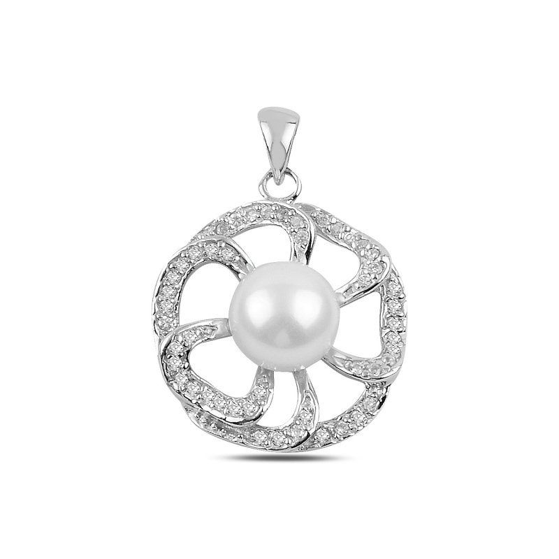 Pearl & CZ Flower Pendant - P92479