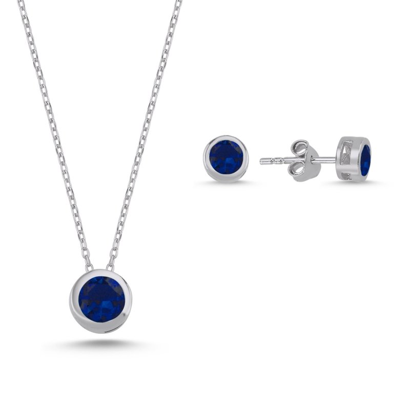 Solitaire Round Colored CZ Set - S92655