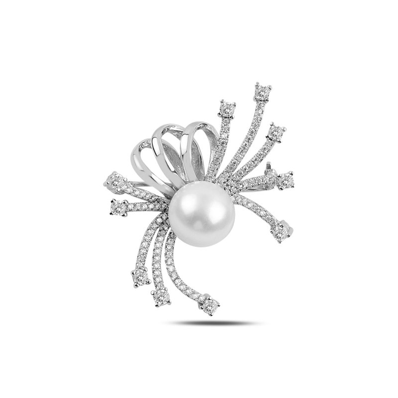 Pearl & CZ Brooch - BR92710