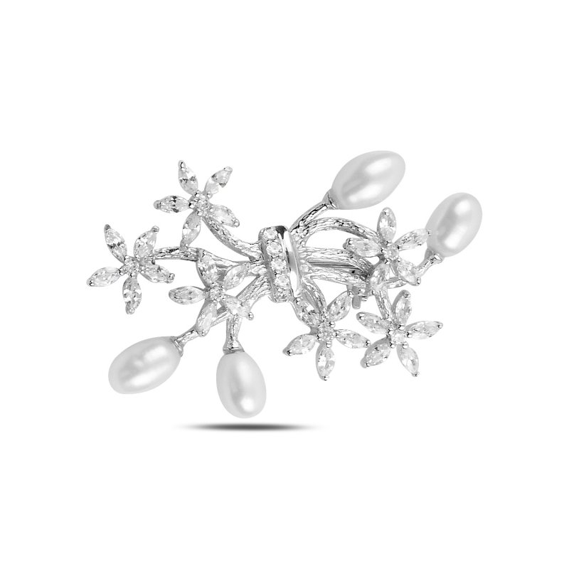 Pearl & CZ Brooch - BR92713